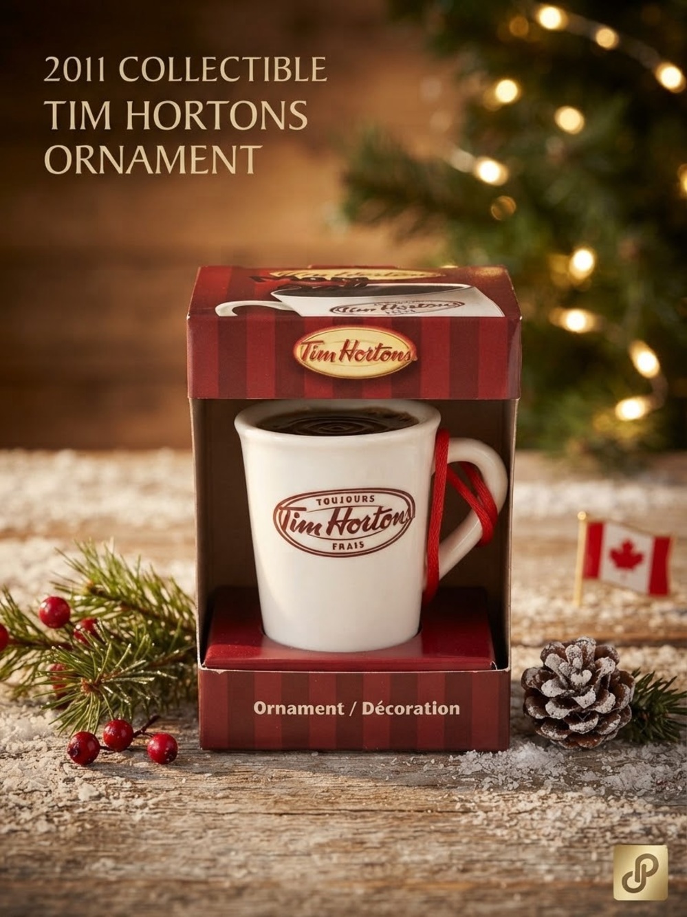 Vintage 2011 Tim Hortons Ceramic Coffee Mug Ornament In Box
